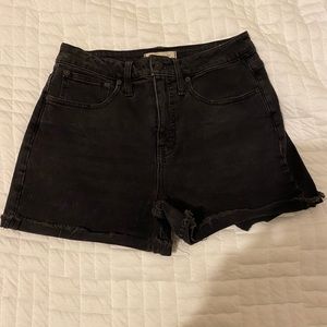 Madewell black denim shorts.